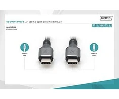 Kabelis USB Digitus USB-C - USB-C 3 m Juodas (DB-300443-030-S)