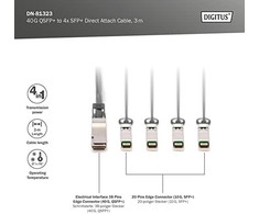 Digitus DIGITUS Kabelis QSFP+ to 4XSFP+ 40G DAC 3.0m juodas