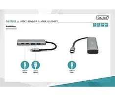 Digitus | USB-C 4 Port HUB 2x USB-A + 2x USB-C Gen2 | DA-70245 | USB-C Hub