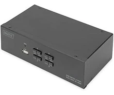 DIGITUS KVM-Switch 4 prievadų dvigubas ekranas, 4K, HDMI