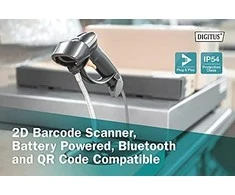 Assmann elektroninis DIGITUS 2D Bluetooth brūkšninių kodų skaitytuvas 200 nuskaitymo per sek. su laikikliu