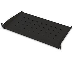 „Digitus“ | Fiksuota lentyna stelažams | DN-19 TRAY-1-SW | Fiksuoto montavimo lentynas galima lengvai sumontuoti ant dviejų priekinių 483 mm (19 colių) profilio bėgelių jūsų 483 mm (19 colių) tinklo arba serverių spintoje. Dėl stabilaus, perforuoto plieno lakšto, pasižyminčio didele apkrova, jie yra optimalus paviršius komponentams, kurie nėra tinkami 483 mm (19 colių) | Juodas