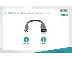 Digitus Skaitmenas | C tipo USB garso adapterio laidas, C tipas – 3,5 mm M/F, 0,2 m, garso įvestis / išvestis, 3.1 versija | AK-300321-002-S | C tipas | 3,5 mm