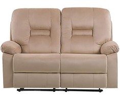 Beliani Dvivietė sofa su elektrine relaksacijos funkcija BERGEN veliūrinė šviesiai smėlio spalvos su USB prievadu