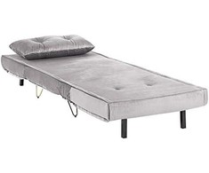 Beliani Vienvietė išskleidžiama sofa VESTFOLD, veliūrinė, pilka