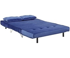 Beliani Dvivietė sofa lova VESTFOLD veliūrinė, tamsiai mėlyna