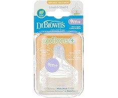DR. BROWN'S OPTIONS+ LEVEL 4 plataus kaklelio silikoniniai žindukai 9+ mėn., 2 vnt.
