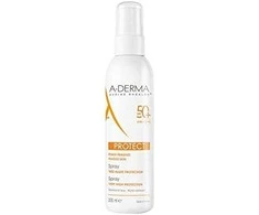 A Derma "Aderma Protect Purškiklis" labai aukštos apsaugos nuo saulės purškalas SPF 50+ 200ml