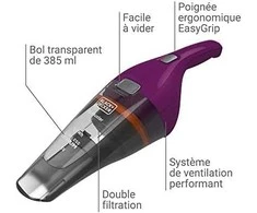 Black &amp; Decker Juodas &amp; Decker Dulkių Siurblys - Juodas &amp; Decker NVC115W, Pilkas, Violetinis
