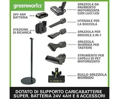 Akumuliatorinis dulkių siurblys Greenworks GD24SVK4DG; 24 V; 1x4,0 Ah akum.