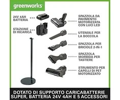 Akumuliatorinis dulkių siurblys Greenworks GD24SVK4S; 24 V; 1x4,0 Ah akum.
