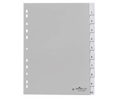 Laikiklis Durable DURABLE Blanko-Register PP blanko Taben 10-teilig grau