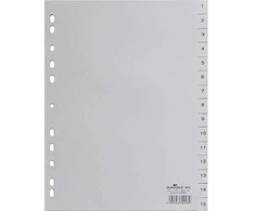 Laikiklis Durable DURABLE Zahlenregister A4 1-15 PP volldeck. grau