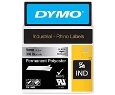 DYMO Rhino Poliesterio Juostelė 9mm x 5.5m / juodas ant metalizuotos (18485)