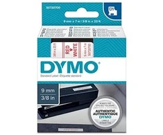 DYMO D1 Juostelė 9mm x 7m / raudonas ant baltos (40915 / S0720700)