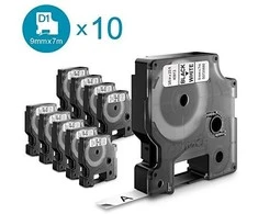 Dymo juosta etikečių spausdintuvams, D1 40913 | 9mm x 7m | juoda/balta | 10 vienetų