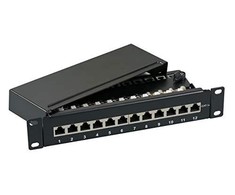 Efb Elektronik EFB EFB Mini-Patchpanel STP 12xRJ45 Cat.6A,10" 1HE,juodas