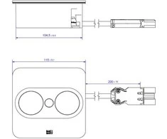 Bachmann BACHMANN TWIST 2 1xCEE7/3 1xUSB A/C 22W 0.2m GST18 sidabrinis kvadratas