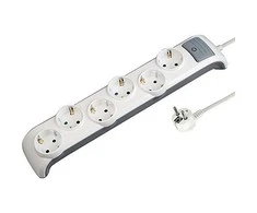 Electraline Ilgintuvas su įžeminimu ir jungikliu 6-viet./3x1mm2 /2m baltas