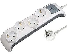 Electraline Ilgintuvas su įžeminimu ir jungikliu 6-viet./3x1mm2 /2m baltas
