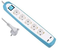 Prailginimo laidas Electraline, 3 x 1 mm², 2 m, 5 lizdai