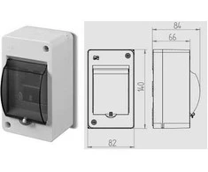 Elektro Plast Nasielsk 2303-11 Modulinis skirstomasis įrenginys 1x3 paviršinis IP30 MINI S-3 su dūmų gaubtu, N gnybtas 2303-11