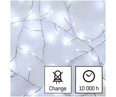 LED girlianda NANO, 4.5Vac (3xAA), 2.4m, 100 x LED, šaltai balta, su laikmačiu, EMOS