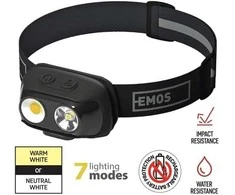 Žibintuvėlis ant galvos įkraunamas, LED, 500lm, Li-pol 1200 mAh, EMOS