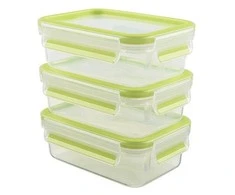 Emsa Food Clip&amp;Close 515583 transp./žalias 0,55l 3p komplektas