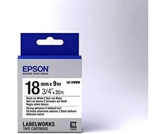 Epson Label Cartridge LK-5WBW Strong Adhesive Juodas ant Balto 18mm (9m)