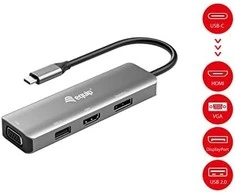 Equip Adapteris AV įranga Adapteris USB-C -> HDMI/DisplayPort/VGA 4K/1080P/60Hz gr