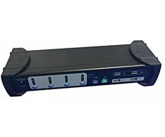 Przełącznik Equip KVM Switch 4x USB/PS2 Dual Monitorius juoda su dźwiękiem - 331544