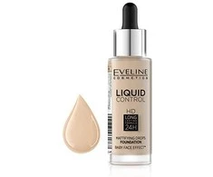 „Eveline Cosmetics“ skystas makiažo pagrindas „Eveline Liquid Control HD Mattifying Drops“ 015 šviesi vanilė, 32 ml