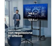 Laikiklis ONKRON mobiliojo televizoriaus stovas Riedantis televizoriaus krepšelis 50–100 colių ekranams iki 120 kg, juodas
