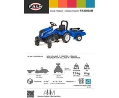 FALK Pedaliniai traktoriai New Holland Su priekaba ir atsidarančia variklio gaubtu