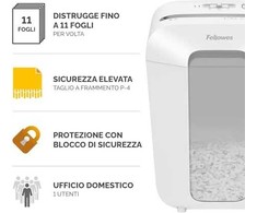 Smulkintuvas Fellowes Fellowes Powershred LX70 Aktenvernichter CrossCut 11 Blatt 4x40mm P-4 Weiss