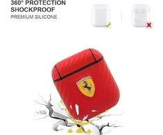 Apple AirPods 3 ausinių dėklas Ferrari On Track PU Carbon (FESA3CARE) raudonos spalvos