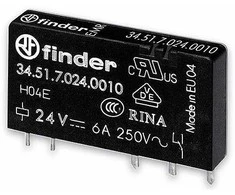 Finder Transmission 1P 6A 24V DC kontaktas AgNI + AU (34.51.7.024.5010)