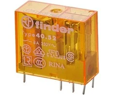 „Finder“ PCB montuojama galios relė, 230 V AC ritė, 8 A perjungimo srovė, DPDT