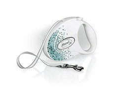 Flexi FLEXI Glam Splash Ocean pavadėlis, M TAPE 5m, balta