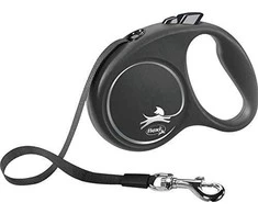 Flexi Black Design S pavadėlis šunims iki 15kg juostinis 5m juodos spalvos