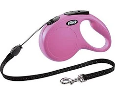Flexi New Classic M pavadėlis šunims iki 20kg virvinis 5m rožinės spalvos