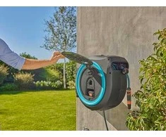 Gardena Akumuliatorinė prie sienos tvirtinama žarnos ritė PowerRoll XL, rinkinys, 35 m žarnos, turkio spalvos