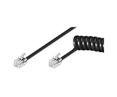 GEMBIRD TC4P4CS-2M Gembird Telefono ragelio spiralinis laidas, RJ10 (4P4C), 2 m, juodas