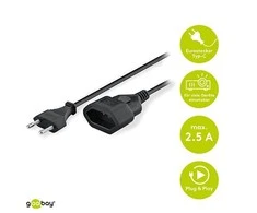 Goobay DELTACO OSG kabelis, RAK CEE 7/16 - RAK IEC 60906-1 klasė 3 m, juodas / DEL-109AE