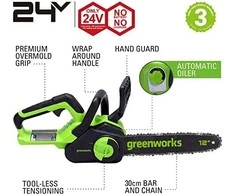Akumuliatorinis grandininis pjūklas Greenworks GD24CS30 (be akumuliatoriaus ir kroviklio)