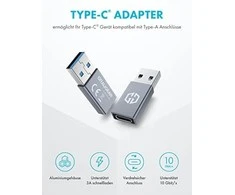 USB adapteris Graugear USB-C - USB Sidabrinis (G- AD- CTA- 10G)