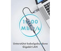 Graugear GRAUGEAR USB HUB USB-HUB 3x USB 3.0 prievadai Type-A+ Gbit LAN mažmeninė prekyba