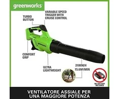 Akumuliatorinis lapų pūstuvas Greenworks GD40ABII; 40 V (be akumuliatoriaus ir pakrovėjo)