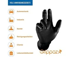 Multi Vienkartinės nitrilinės pirštinės M-Safe Grippaz 246BK, 50 vnt dėžėje, 0,15mm storis, juodos, 8/M